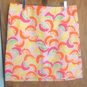 Lilly Pulitzer Squeeze me Colorful Citrus Print Skirt 8